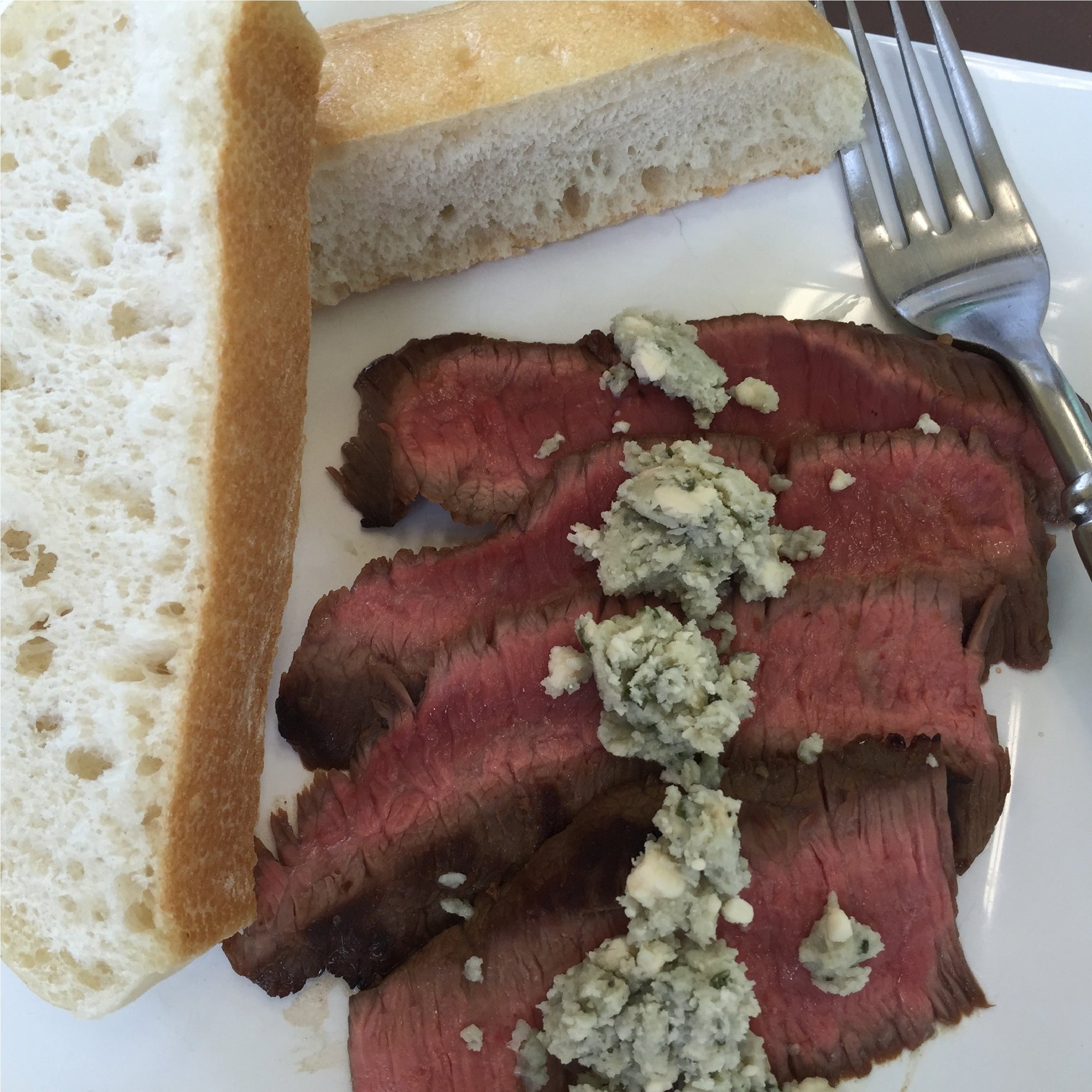 Flank Steak Topped with Bleu Cheese Butter - HomeCooked